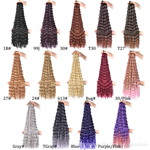 Wholesale Soft Long Water Wave Crochet Hair Braids Synthetic Goddess Braiding Hair Natural Wavy Ombre Blonde Hair Extensions